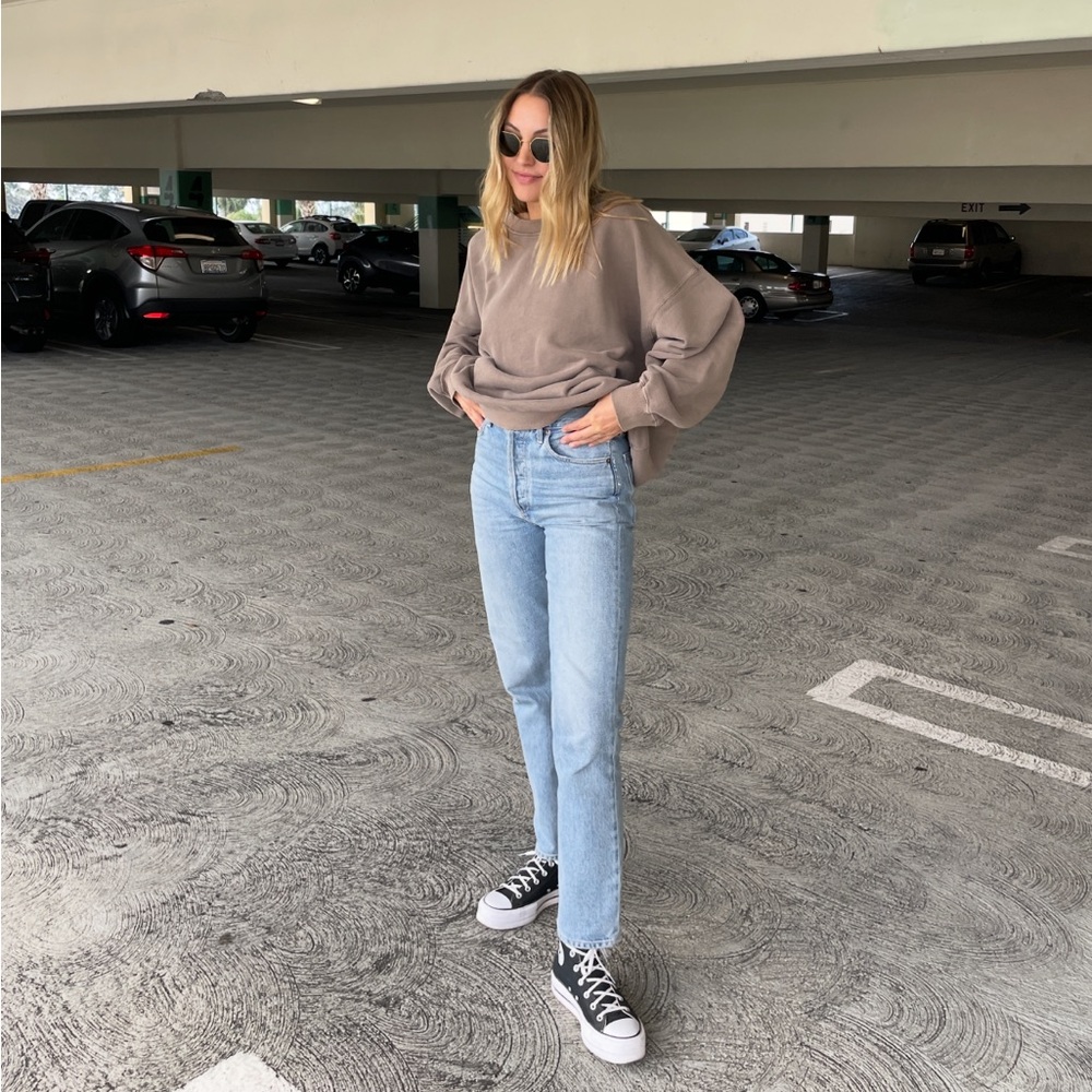 AGOLDE 90s pinch waist high rise straight in light wash “Soundwave"